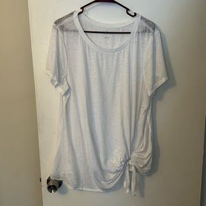 Caslon white sheer top with side knot size 1X